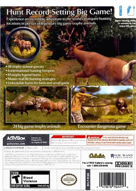 Cabela's Big Game Hunter 2010 box cover back